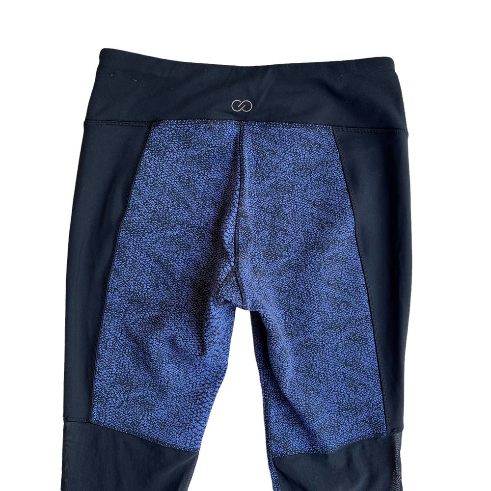 CALIA Textured Print Mesh Insert Leggings Size M Blue Black Active Tight Fit - Picture 9 of 9